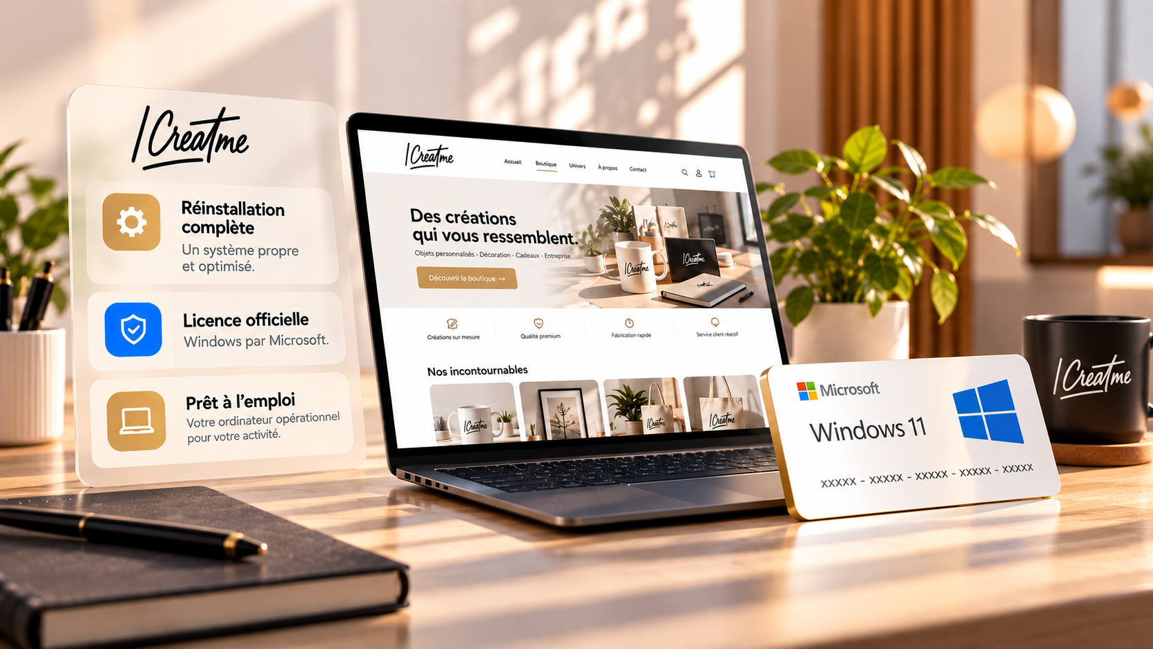 Réinstallation Windows Creatme avec licence officielle
