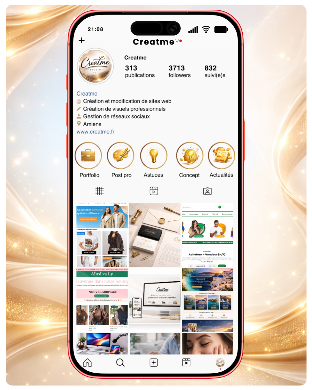 Aperçu Instagram Creatme