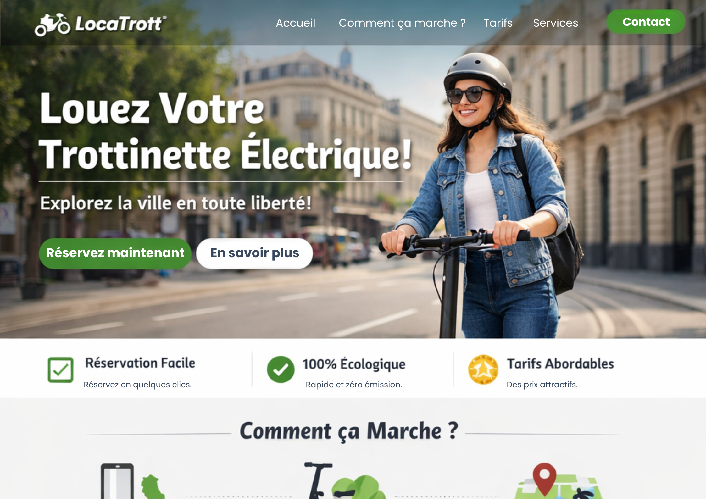 Concept location de trottinettes