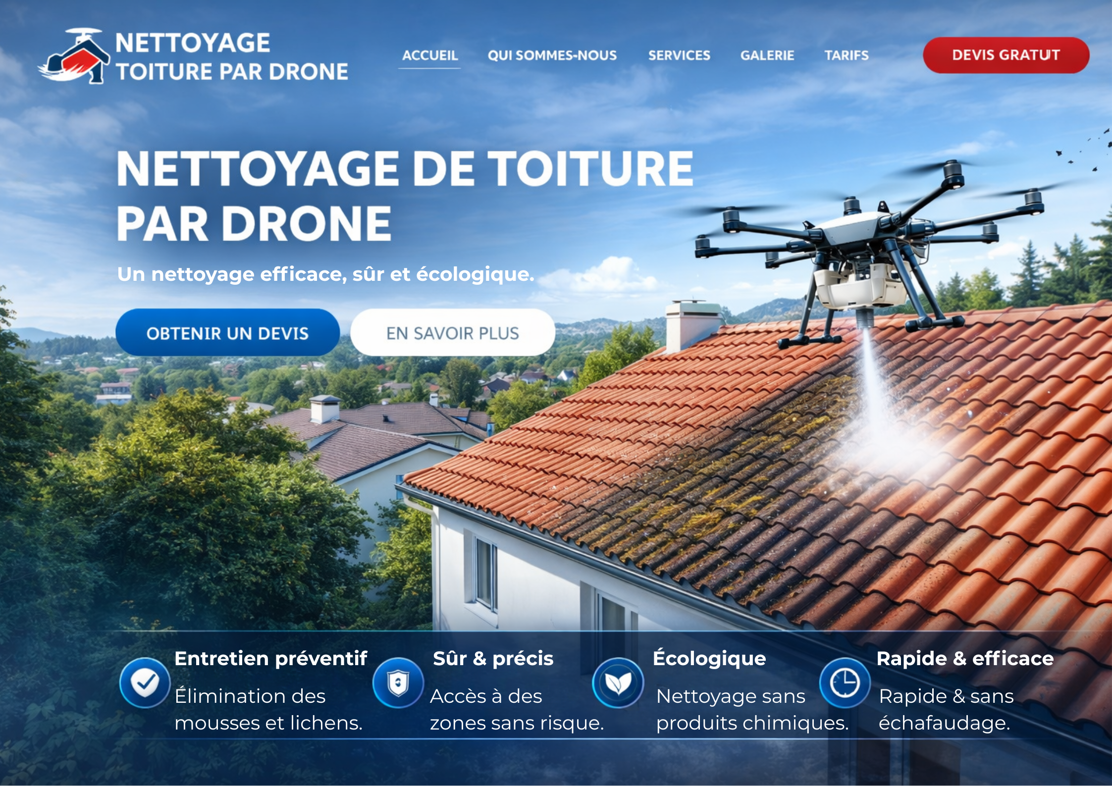 Concept nettoyage toiture