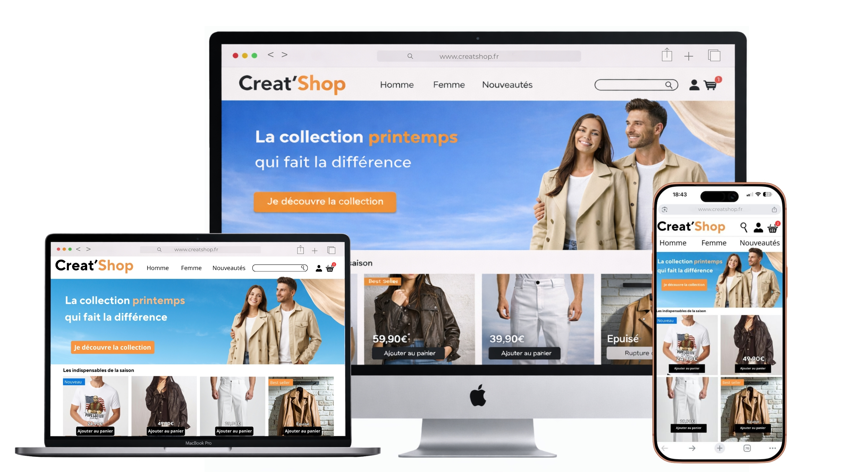 Concept responsive du site Creat'Shop